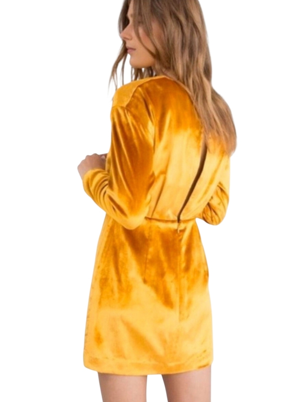 & Other Stories Gold-Orange Velvet Open Back Mini Dress Size 4